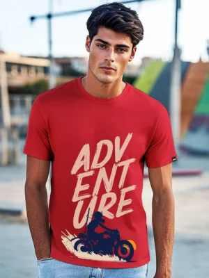 Men's Red Moon Rider Graphic Printed T-shirt