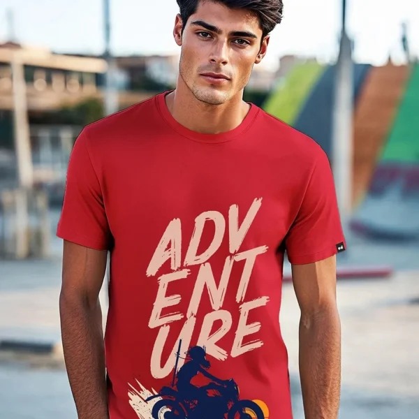 Men's Red Moon Rider Graphic Printed T-shirt