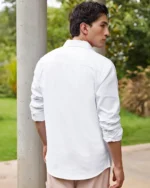 Men's White Cotton Linen Shirt