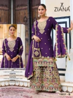 Ziana 15031 Exclusive Chinon Silk Readymade Plazzo Suits Purple