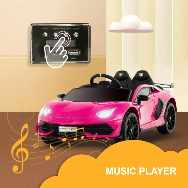 Uenjoy 12V Kids Electric Ride On Car Lamborghini Aventador SVJ Motorized Vehicles with Remote Control, Battery Powered