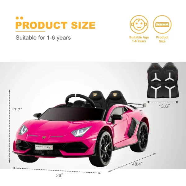 Uenjoy 12V Kids Electric Ride On Car Lamborghini Aventador SVJ Motorized Vehicles with Remote Control, Battery Powered